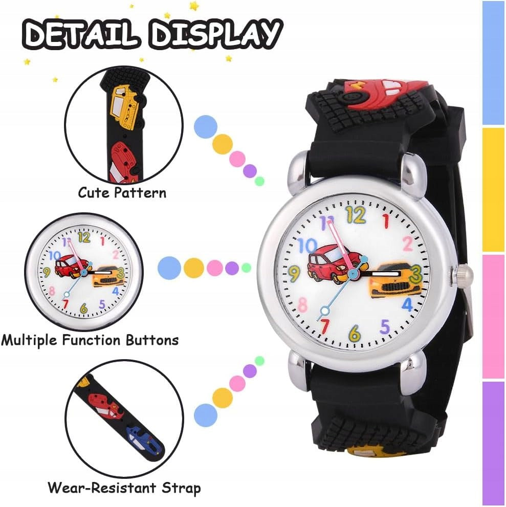 CHILDREN'S WATCH ANALOG SILICONE CAR MOTIF 3,5 CM BLACK Strap material silicone