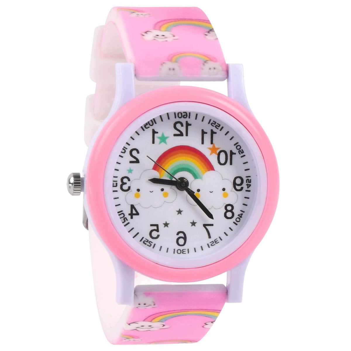 CHILDREN'S WATCH ANALOGUE OFFCUP SILICONE PINK RAINBOW CLOUD 3-11 YEARS