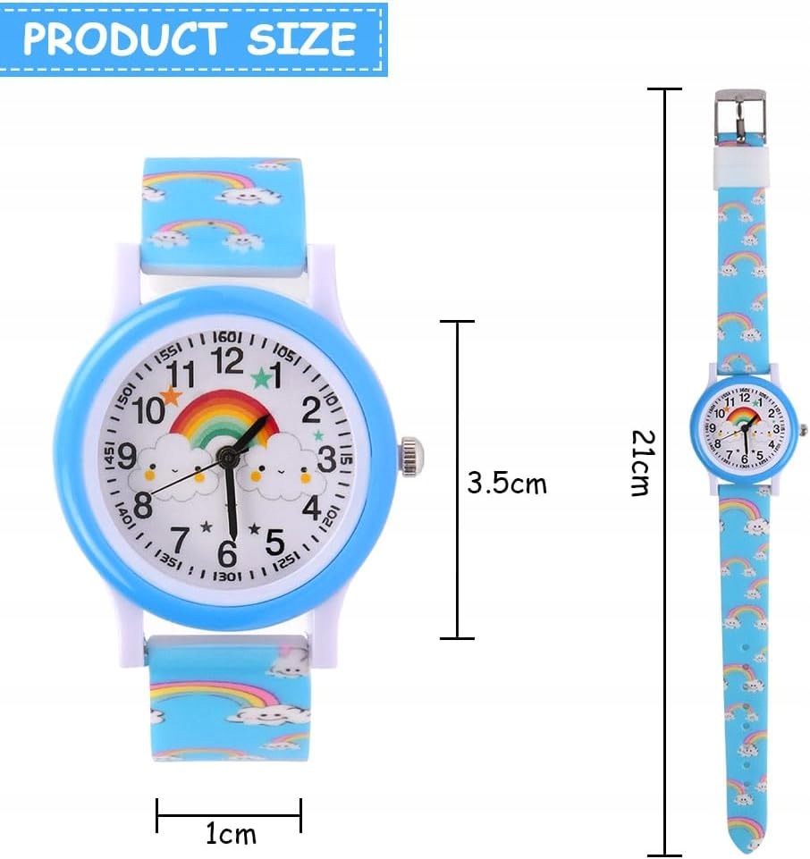 CHILDREN'S WATCH ANALOGUE SILICONE RAINBOW CLOUD PATTERN SIZE 3,5 CM Brand no brand
