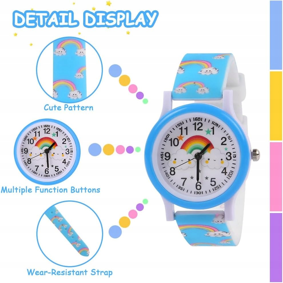 CHILDREN'S WATCH ANALOGUE SILICONE RAINBOW CLOUD PATTERN SIZE 3,5 CM Kind analog