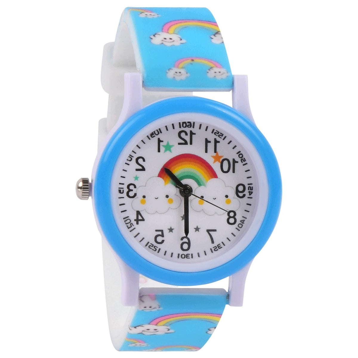 CHILDREN'S WATCH ANALOGUE SILICONE RAINBOW CLOUD PATTERN SIZE 3,5 CM