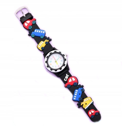 CHILDREN'S WATCH BOYS ANALOG CARS BLACK 1709