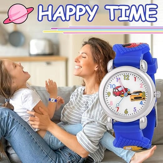 CHILDREN'S WATCH CAR 3D BLUE ANALOG 3-11 YEARS GIFT Packaging status original
