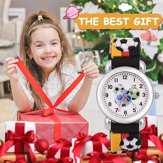 CHILDREN'S WATCH FOOTBALL BLACK 3D ANALOGUE 3-11 YEARS GIFT Brand no brand