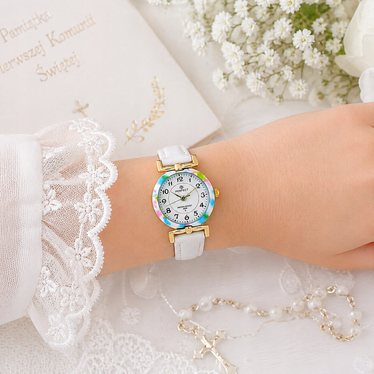 CHILDREN'S WATCH FOR GIRLS FOR COMMUNION PERFECT ELEGANT + FREEBIES Packaging status original