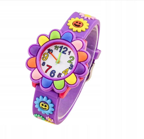 CHILDREN'S WATCH GIRL FLOWER PURPLE ANALOG GIFT