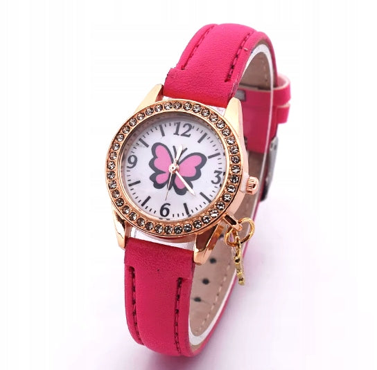 CHILDREN'S WATCH GIRLS WITH STRAP PINK BUTTERFLY 1427