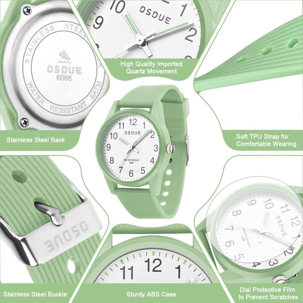 CHILDREN'S WATCH OSDUE 6088 ANALOG 50M WATERPROOF MINT TPU STRAP Strap material synthetic material