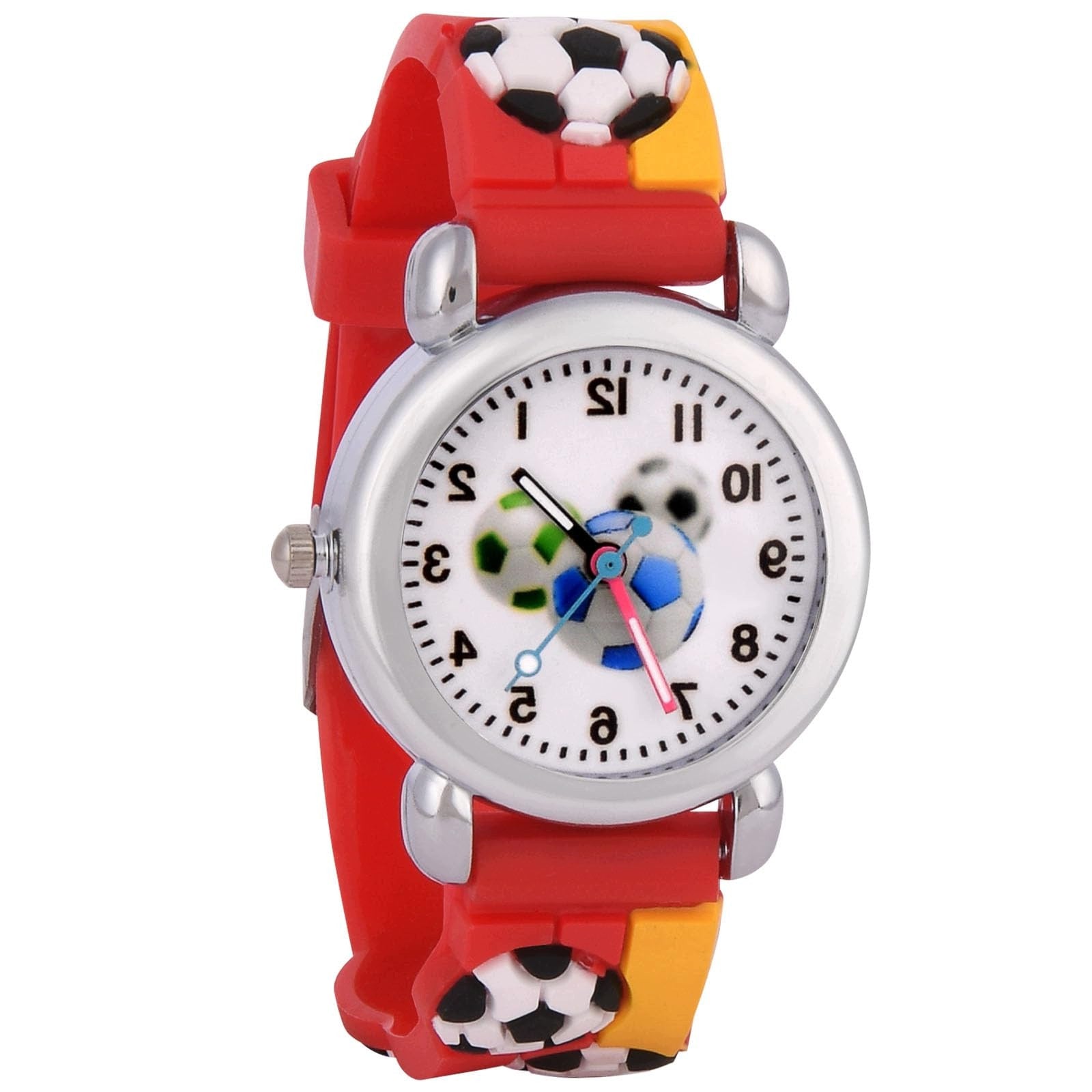 CHILDREN'S WATCH QUARTZ SILICONE RED-YELLOW FOOTBALL 20CM STRAP