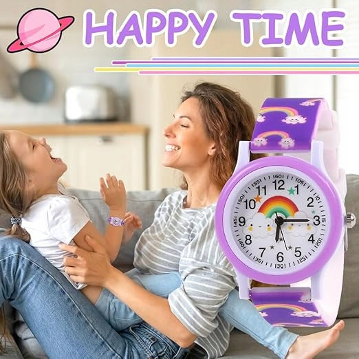 CHILDREN'S WATCH RAINBOW PURPLE ANALOG 3D WATERPROOF 3-11 YEARS Packaging status original