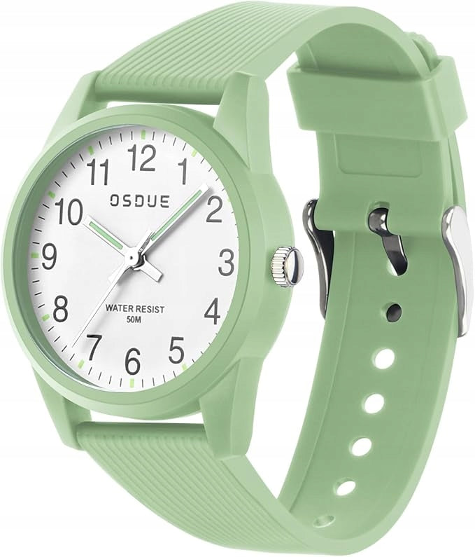 CHILDREN'S WATCH WATERPROOF 5ATM LIGHT READABLE DIAL GREEN