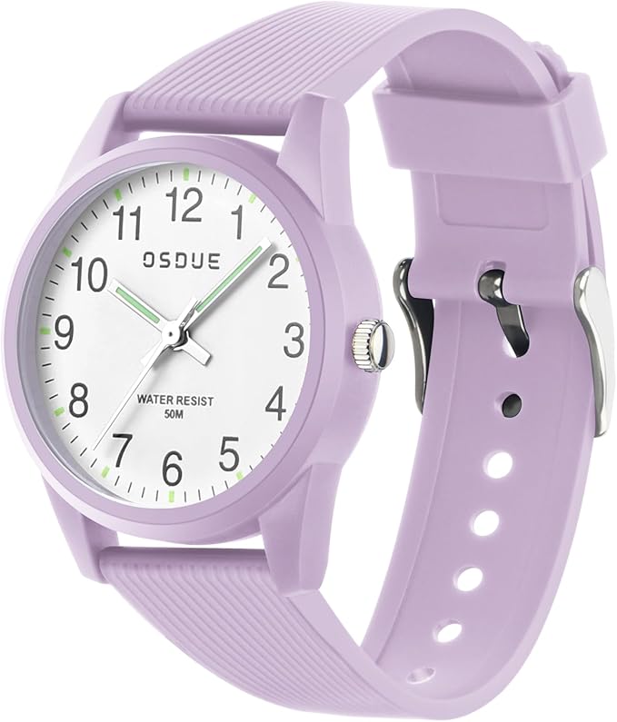 CHILDREN'S WATCH WATERPROOF 5ATM LIGHT READABLE DIAL PURPLE