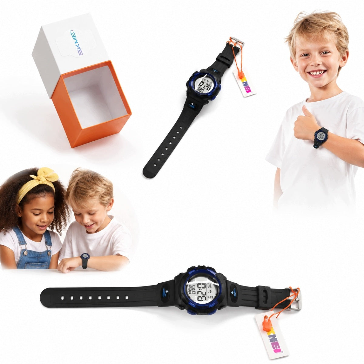 CHILDREN'S WATCH WATERPROOF, GLOWING, BOYS', BLUE