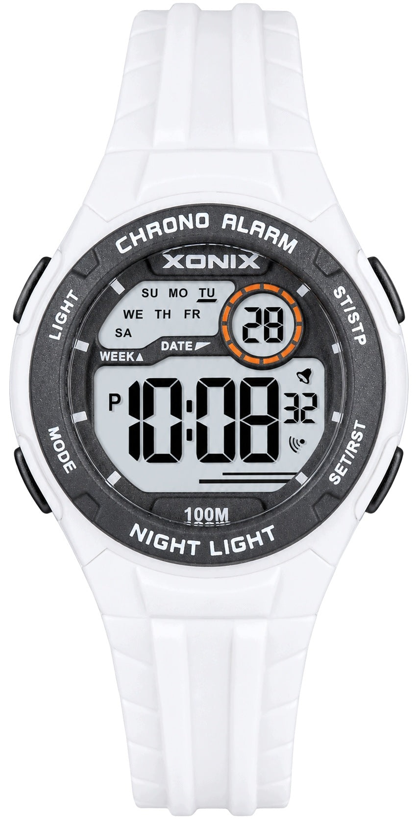 CHILDREN'S WATCH XONIX DIGITAL WHITE LED 10 ATM WATERPROOF SPORTS Packaging status original
