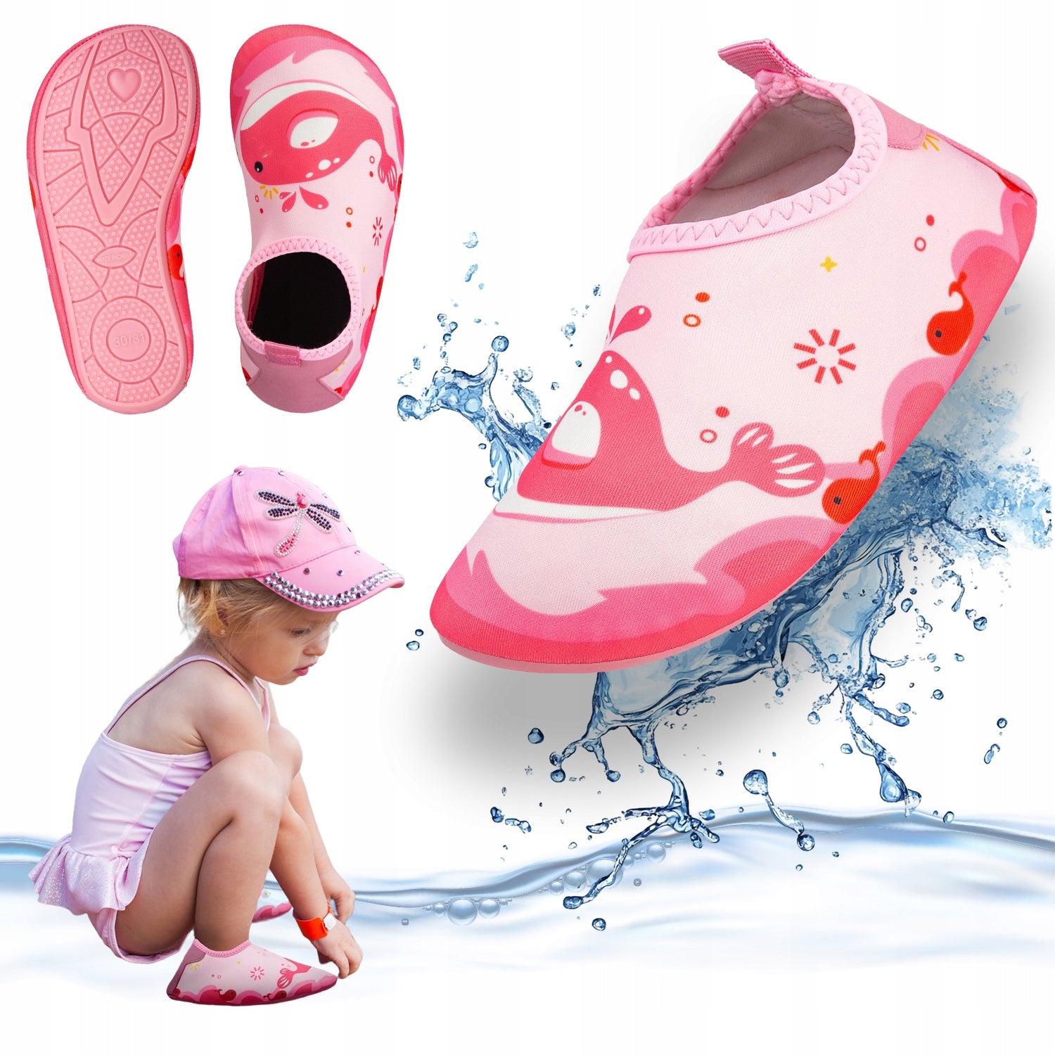 CHILDREN'S WATER SHOES FOR SEA URCHINS BEACH ROCKY SLIP ON 26-27 OUTTEC