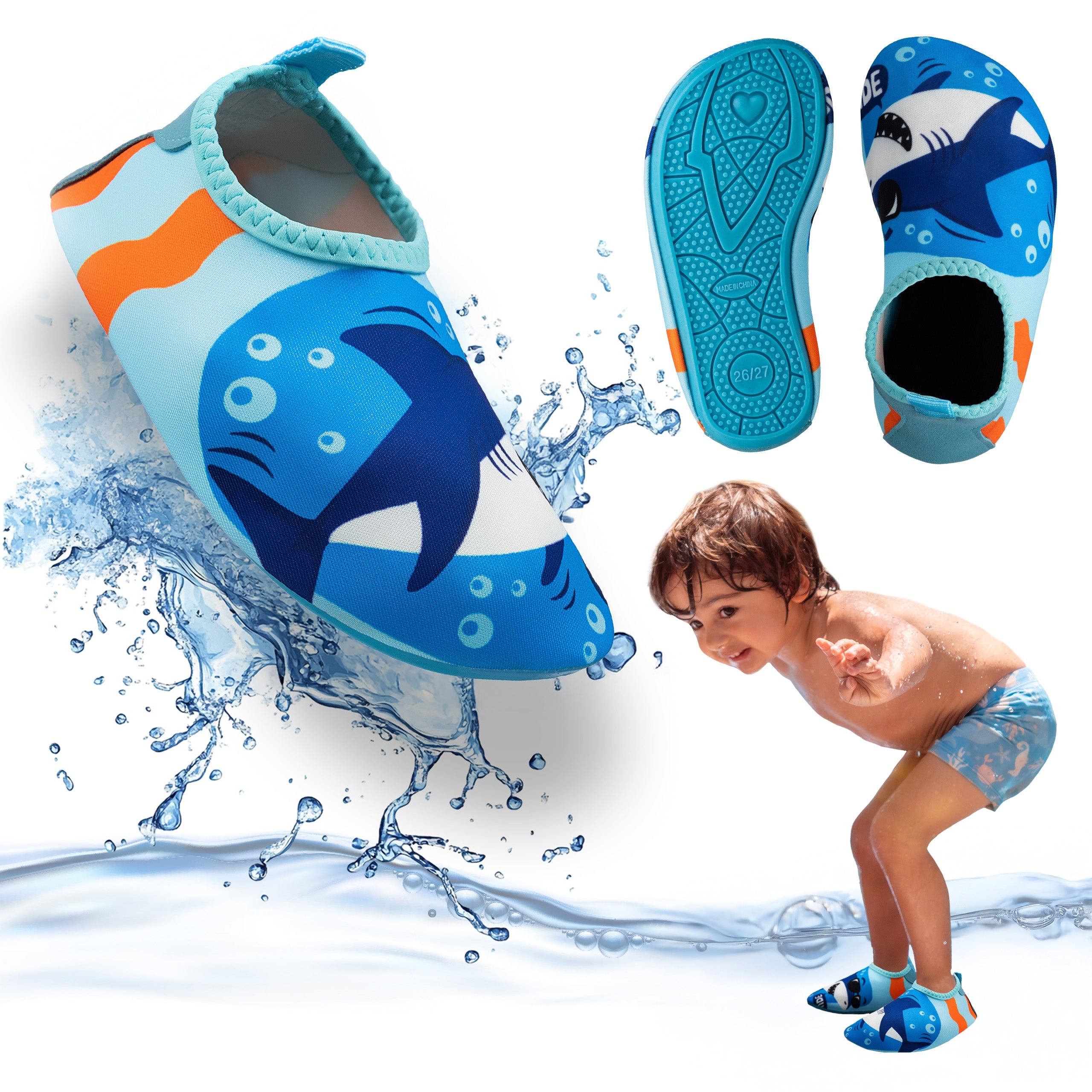 CHILDREN'S WATER SHOES FOR SEA URCHINS BEACH ROCKY SLIP ON 26-27 OUTTEC