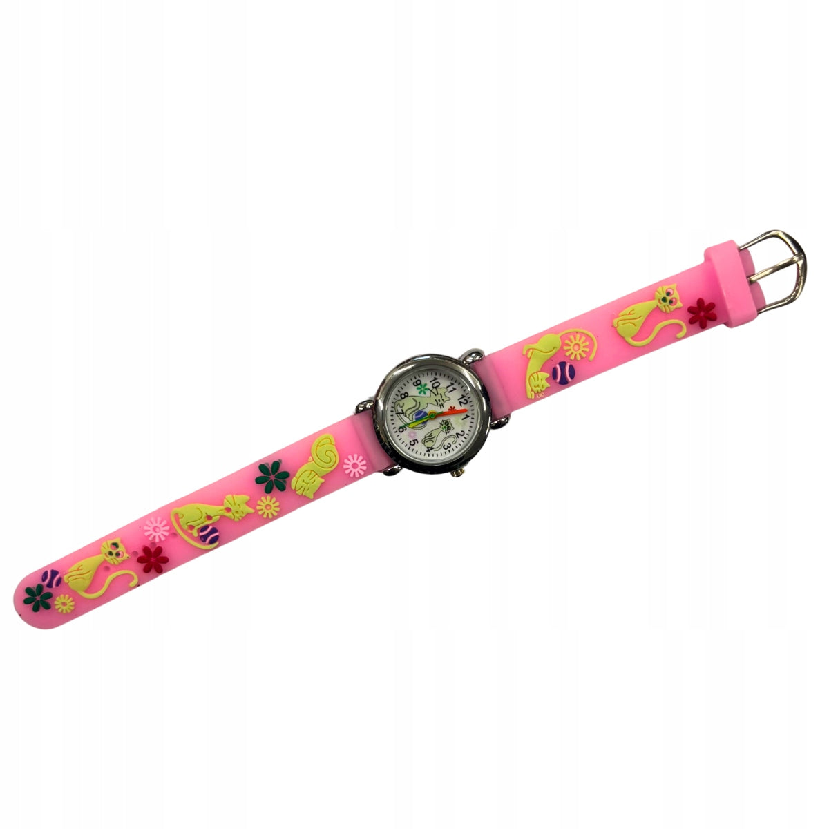 CHILDREN'S WRIST WATCH 3D RUBBER STRAP GIFT Pink Kitty