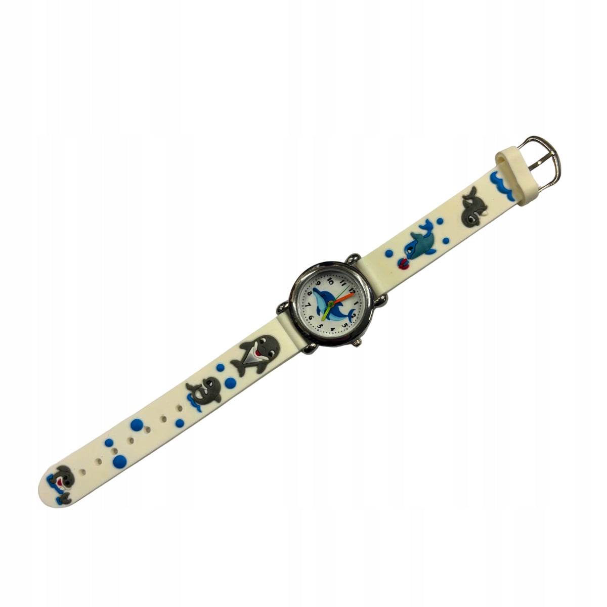 CHILDREN'S WRISTWATCH 3D RUBBER STRAP GIFT White - Dolphin