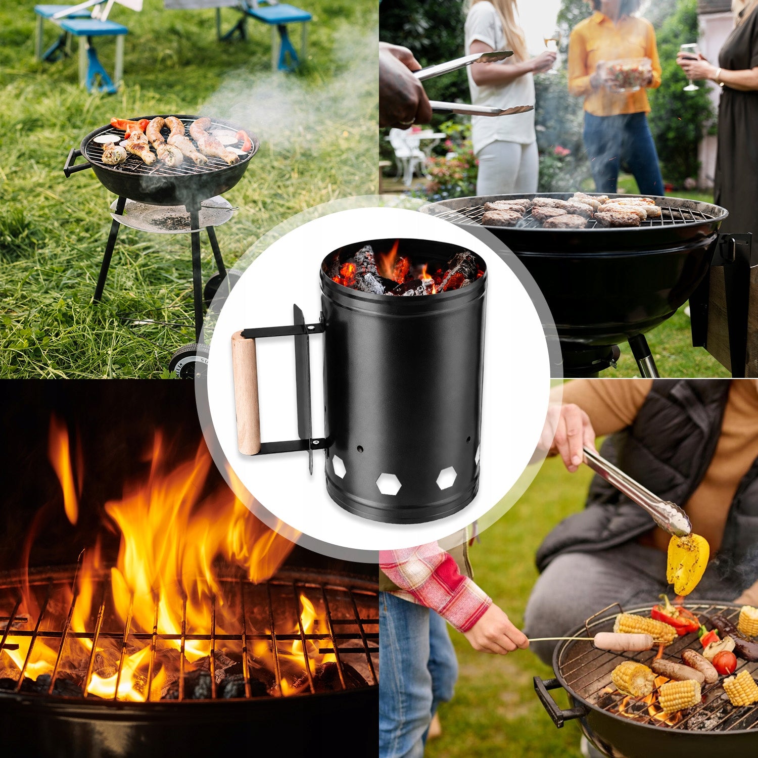 CHIMNEY FOR LIGHTING THE GRILL OF THE COAL STOVE BRIQUETTE FIREPLACE LARGE KINDLING Product weight with unit packaging 0.92 kg
