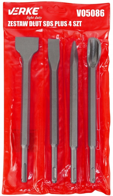 CHISELS CHISEL CONCRETE FURROW SET CHISELS FLAT BLADE SDS+ PLUS 4 pcs Brand Verke