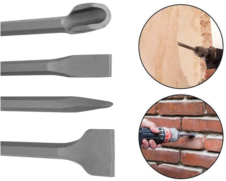 CHISELS CHISEL CONCRETE FURROW SET CHISELS FLAT BLADE SDS+ PLUS 4 pcs Number of pieces 4 pcs
