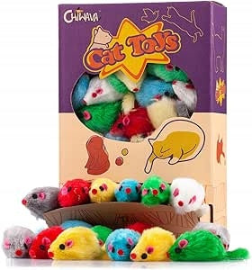 CHIWAVA furry mouse rattle toy 10 cm 36 pcs