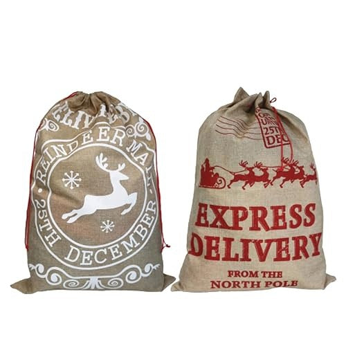 CHRISTMAS BAG JUTE FOR GIFT WHITE BLACK SET OF 2 PCS 50X70CM Brand no brand