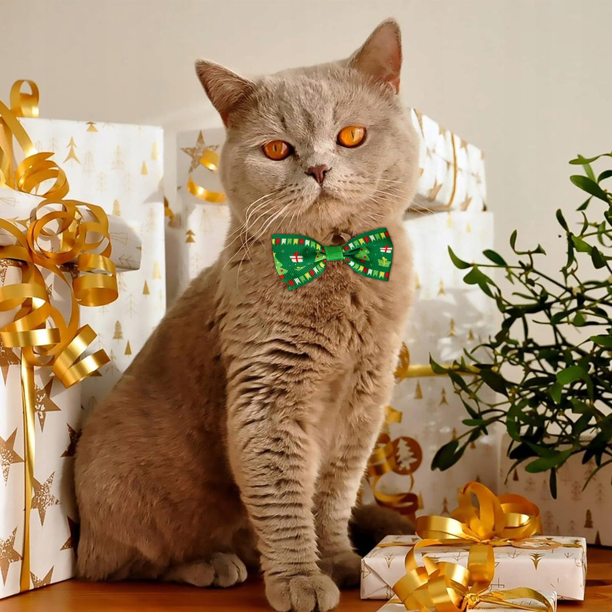 CHRISTMAS COLLAR FOR CAT DOG BOW FLY ADJUSTABLE Color red