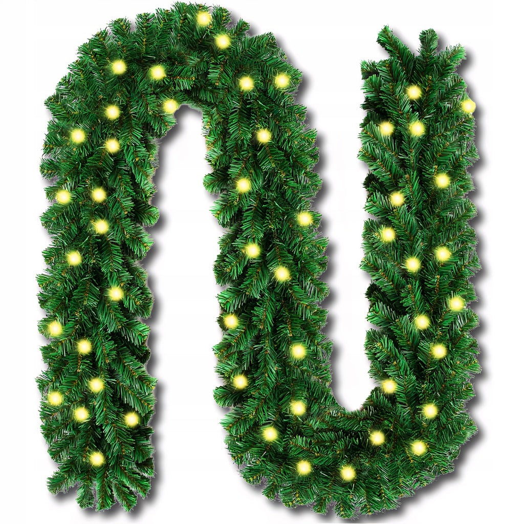 CHRISTMAS GARLAND DENSE CHRISTMAS TREE ARTIFICIAL GREEN LED CHAIN 280CM
