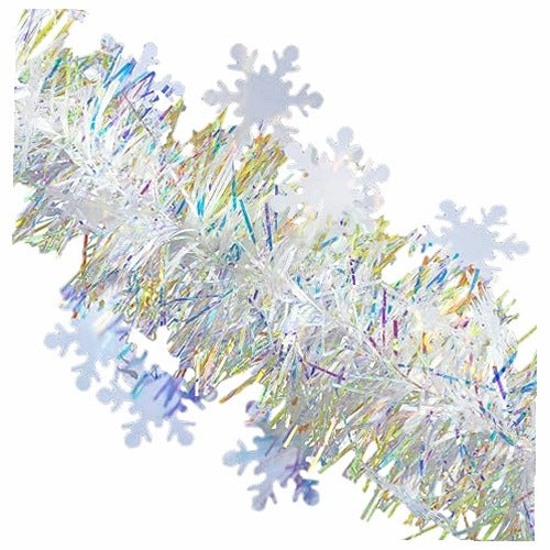 CHRISTMAS GARLAND WITH SNOWFLAKES METALLIC WHITE 2 metal