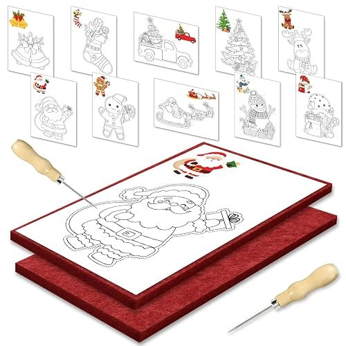 CHRISTMAS NEEDLE PUNCTURE KIT FOR KIDS FELT 2 PCS GIFT
