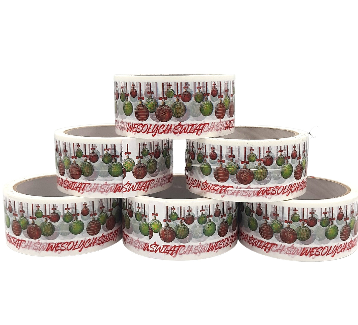 CHRISTMAS PACKING TAPE 50m PRINT MERRY BAUBLES Brand PAKALL