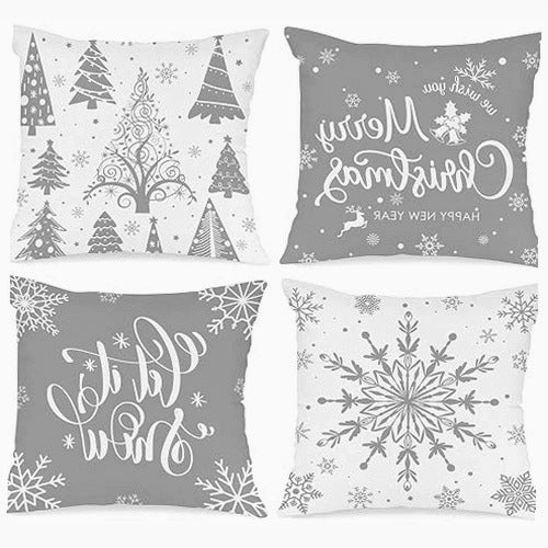 CHRISTMAS PILLOWCASES COTTON SET OF 4 PCS 55X55 CM COTTON
