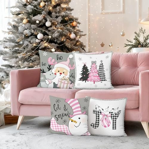 CHRISTMAS PILLOWCASES VELVET GREY PINK 45X45 CM for home Manufacturer code SWC5908201200296