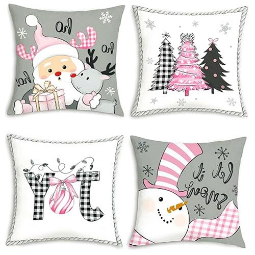 CHRISTMAS PILLOWCASES VELVET GREY PINK 45X45 CM for home