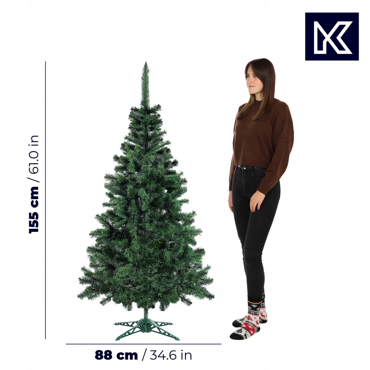 CHRISTMAS TREE ARTIFICIAL AS LIVE 155 cm PINE SPRUCE FIR THICK PREMIUM + STAND Packaging status original