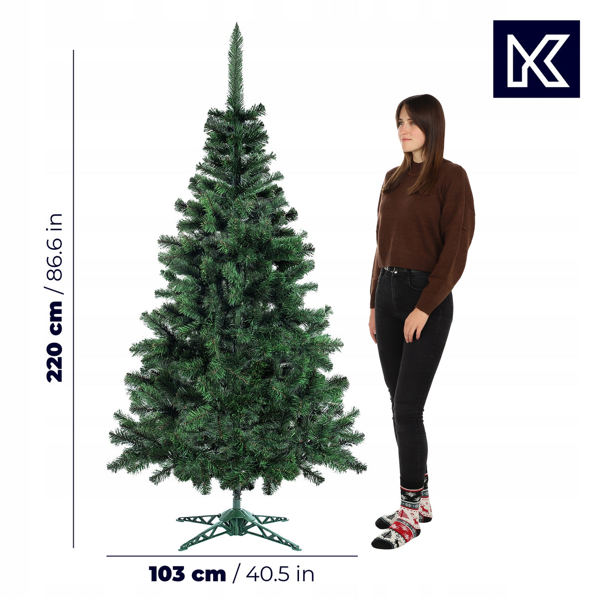 CHRISTMAS TREE ARTIFICIAL AS LIVE 220 cm PINE SPRUCE FIR THICK PREMIUM + STAND Packaging status original