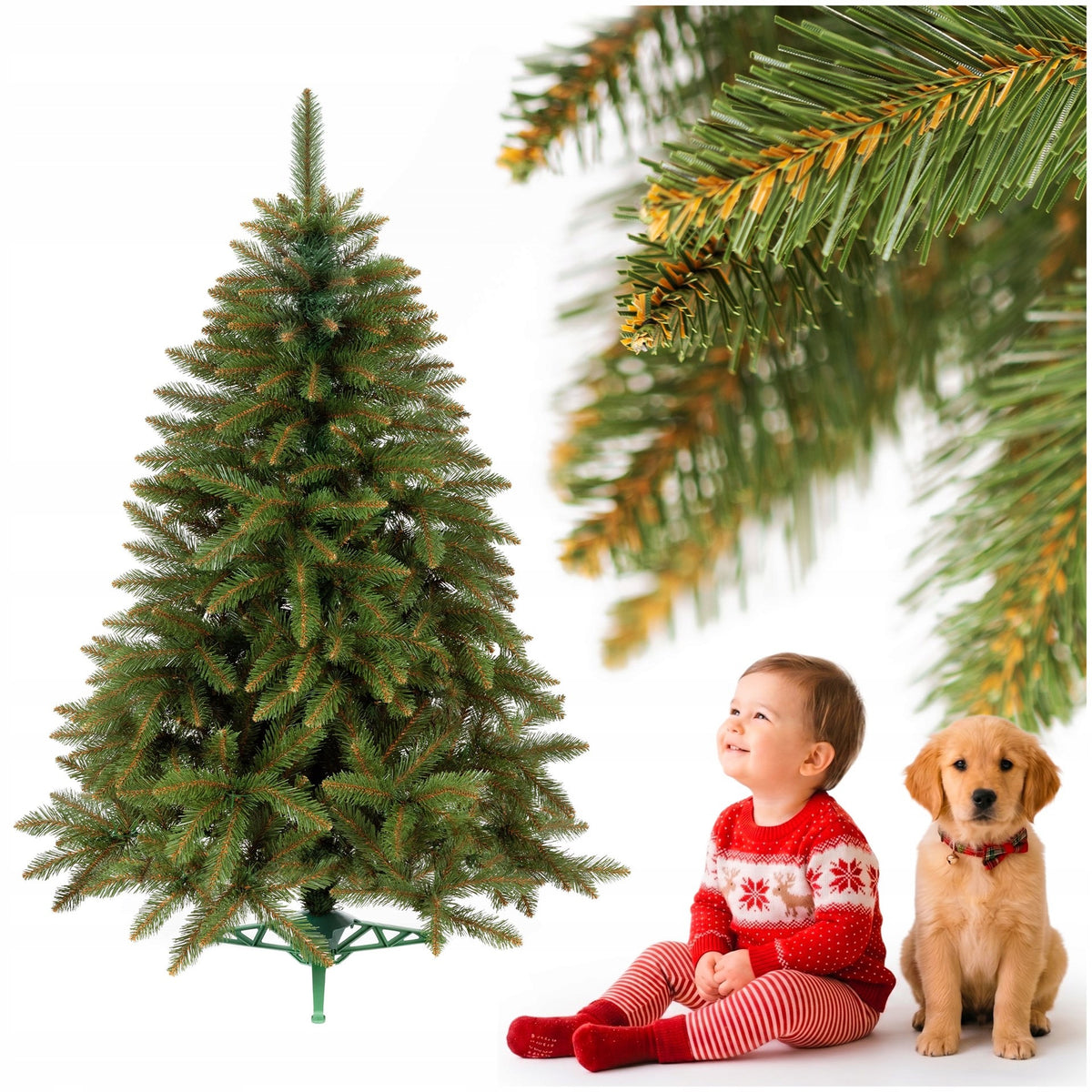 CHRISTMAS TREE ARTIFICIAL CAUCASIAN SPRUCE 120 cm natural as living PREMIUM STAND