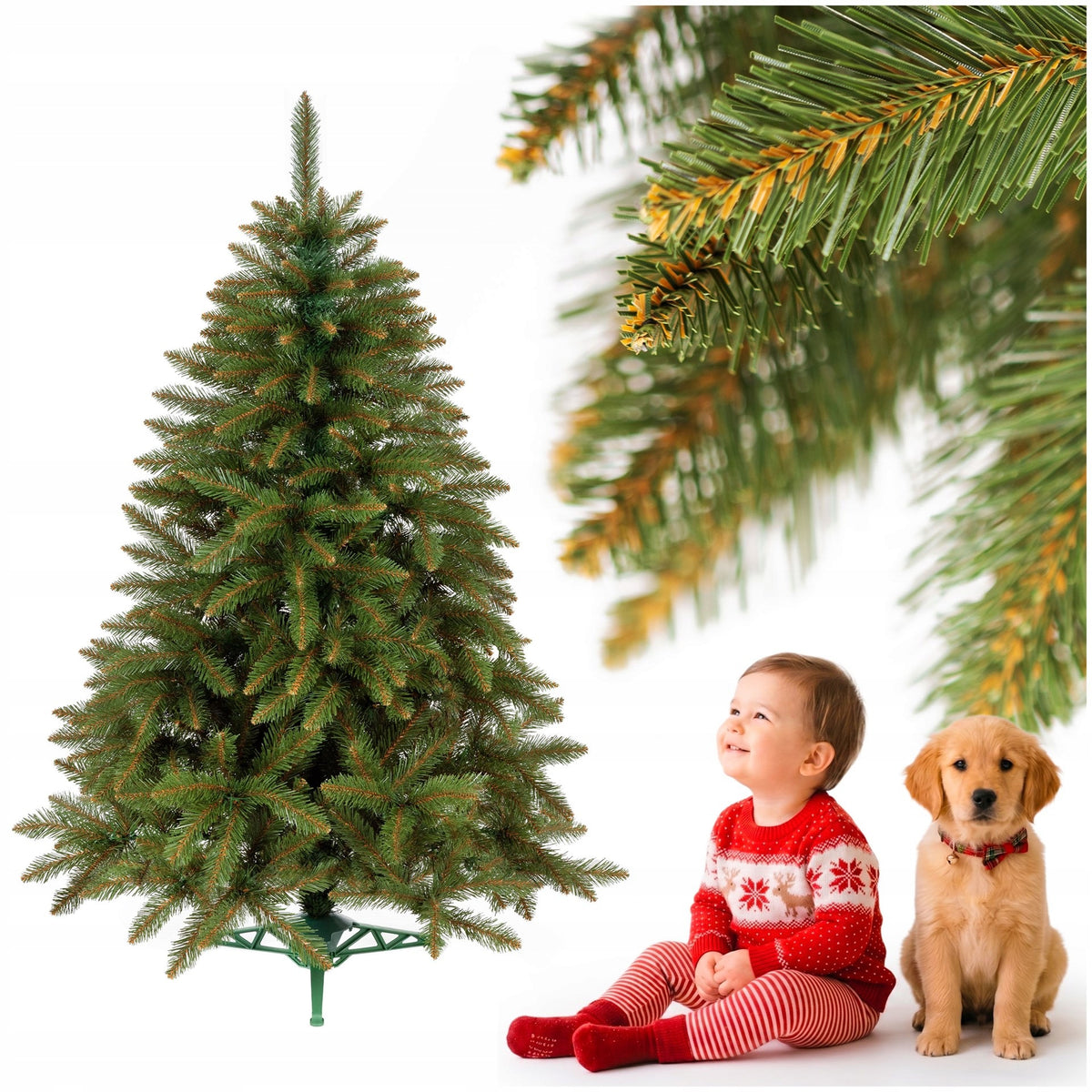 CHRISTMAS TREE ARTIFICIAL CAUCASIAN SPRUCE 150 cm natural as living PREMIUM STAND