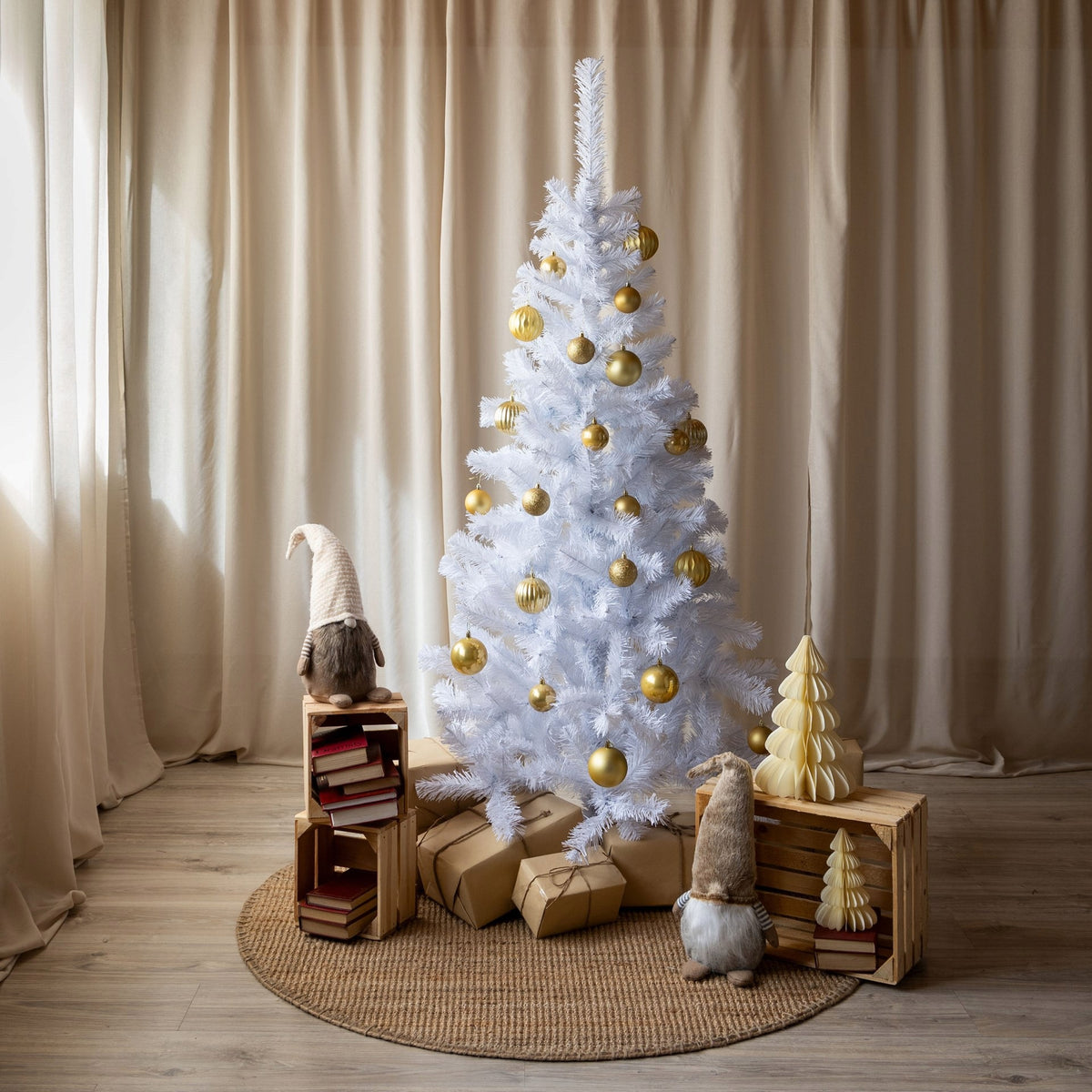CHRISTMAS TREE ARTIFICIAL FIR WHITE DENSE 180 cm STAND SPRUCE PINE LUX AS LIVE Packaging status original