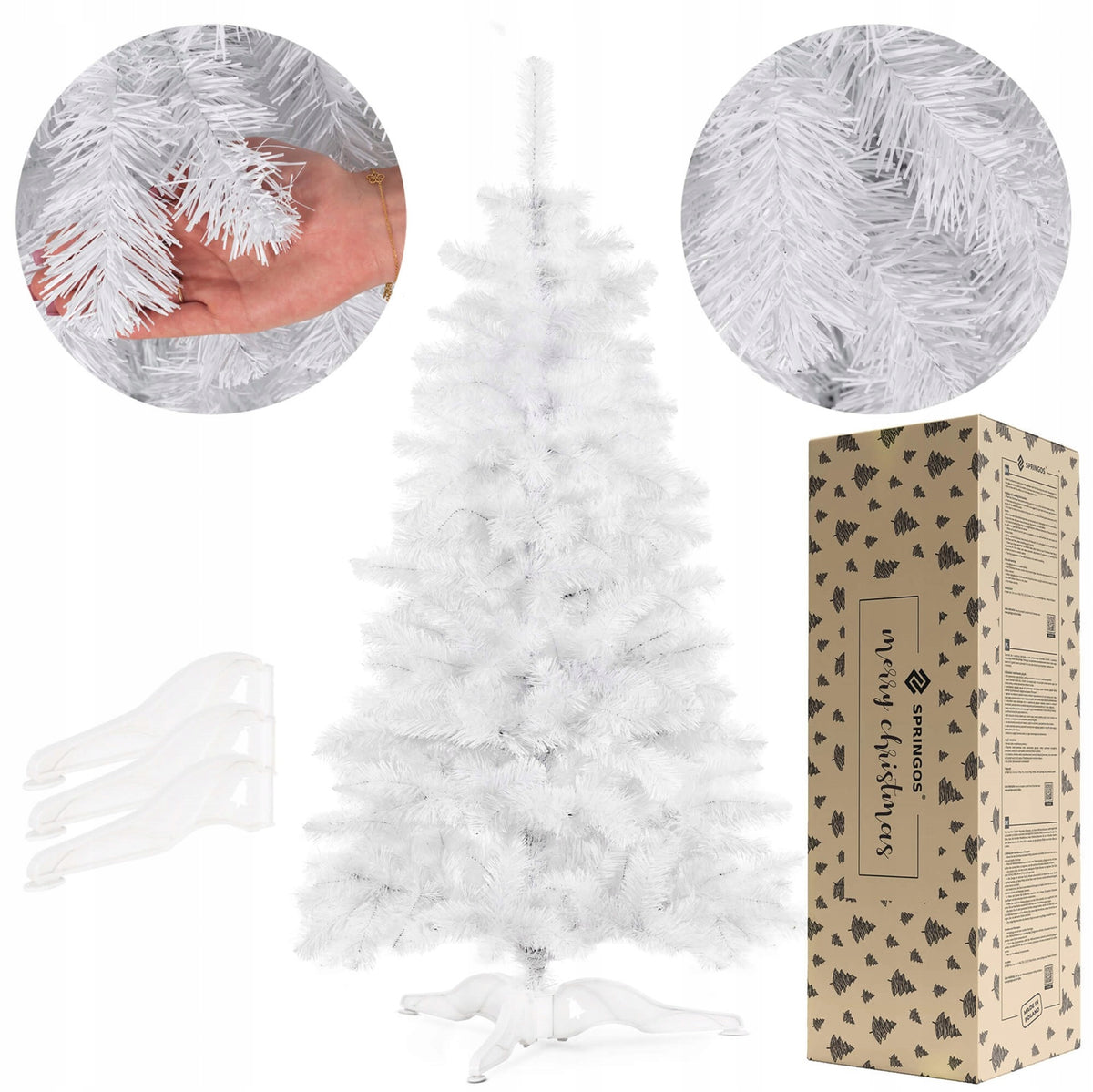 CHRISTMAS TREE ARTIFICIAL FIR WHITE DENSE 180 cm STAND SPRUCE PINE LUX AS LIVE