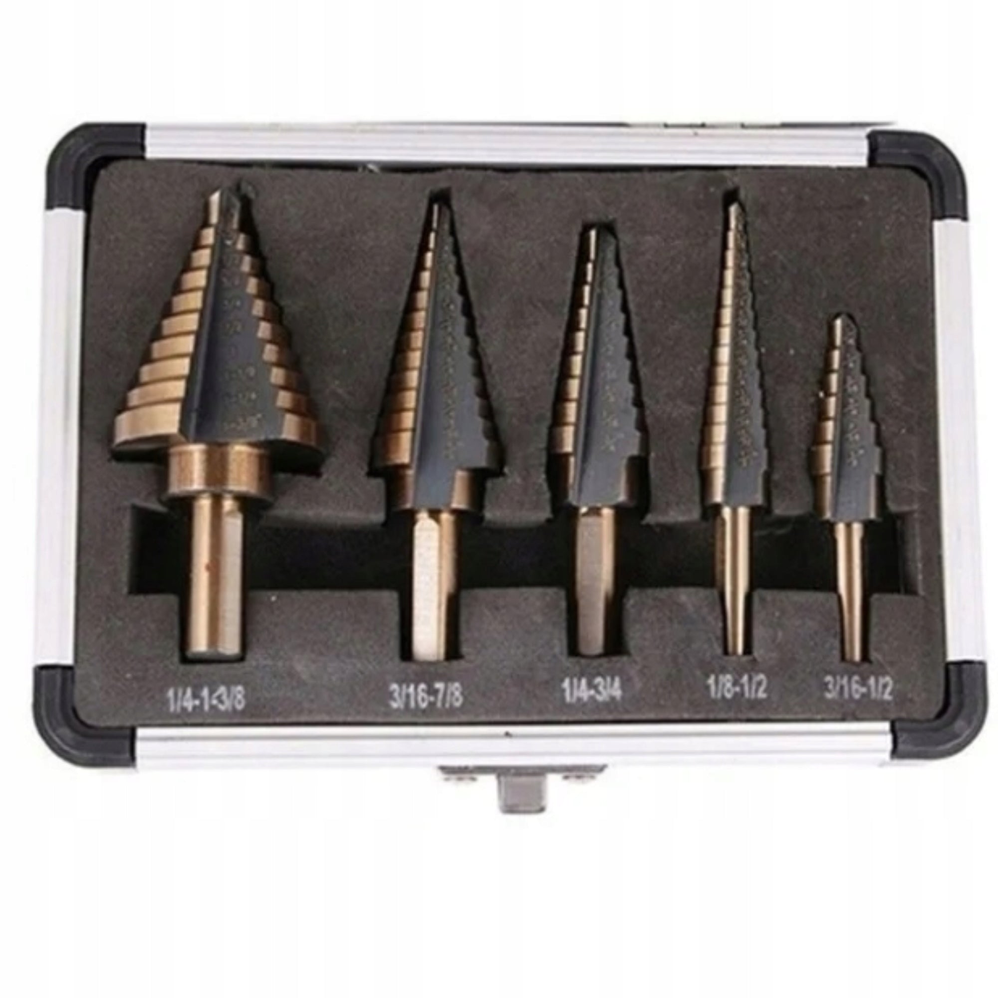 CHRISTMAS TREE CONICAL DRILL BITS STEP HSS 5 PCS SET FOR ALUMINUM TITANIUM Manufacturer code HSS SET