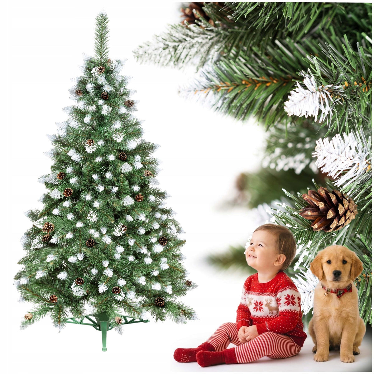 CHRISTMAS TREE DIAMOND PINE SNOWED 120 cm dense artificial PREMIUM + STAND
