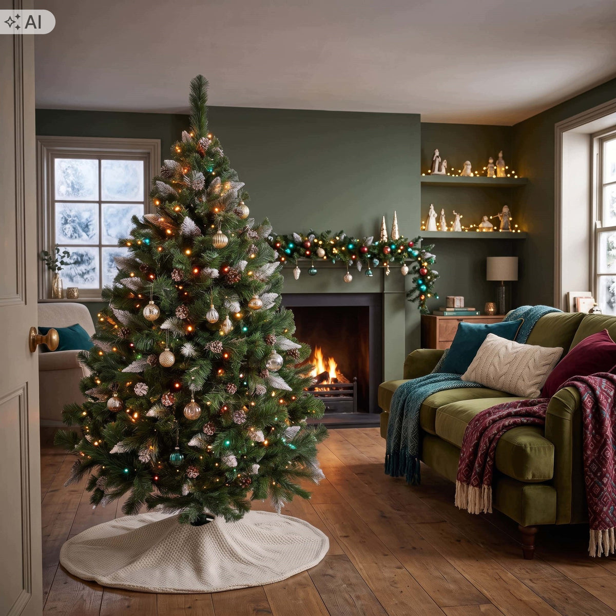 CHRISTMAS TREE DIAMOND PINE SNOWED 180cm large DENSE Artificial STAND PREMIUM Packaging status original