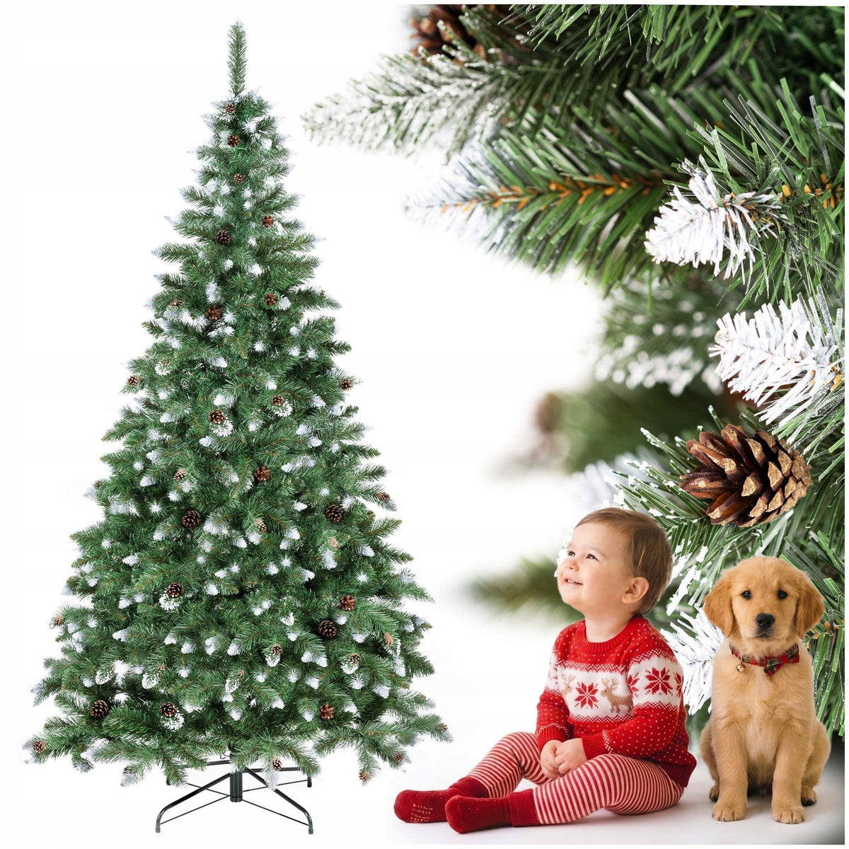 CHRISTMAS TREE DIAMOND PINE SNOWED 250cm large dense artificial PREMIUM STAND