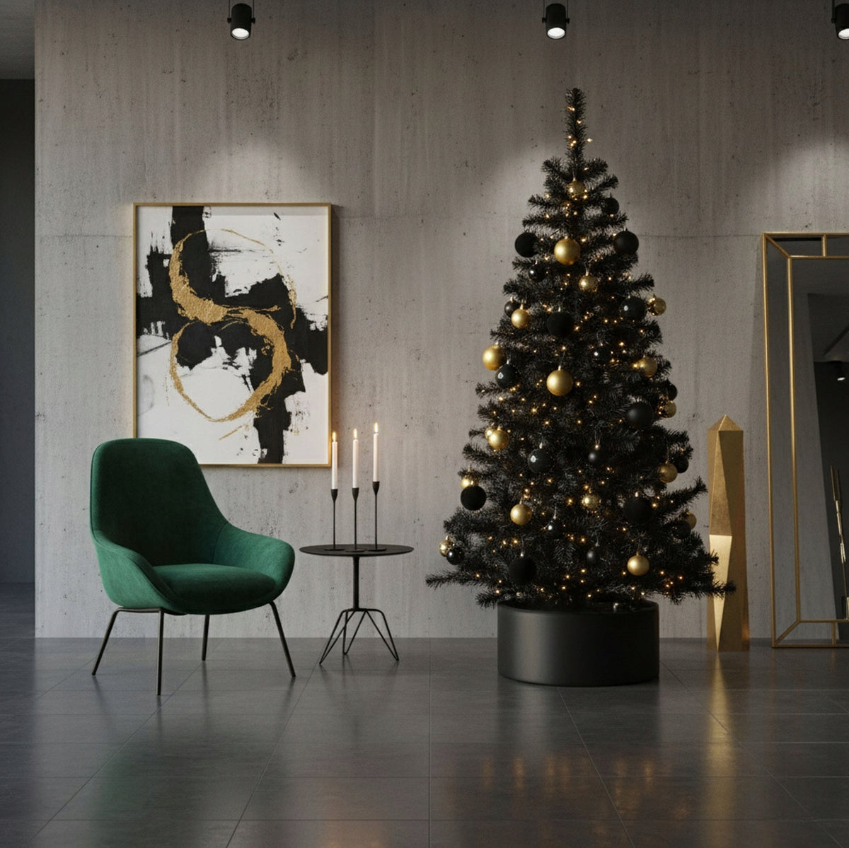 CHRISTMAS TREE FIR BLACK DENSE ARTIFICIAL DELUXE 150cm PREMIUM LIKE A LIVING STAND Brand Springos