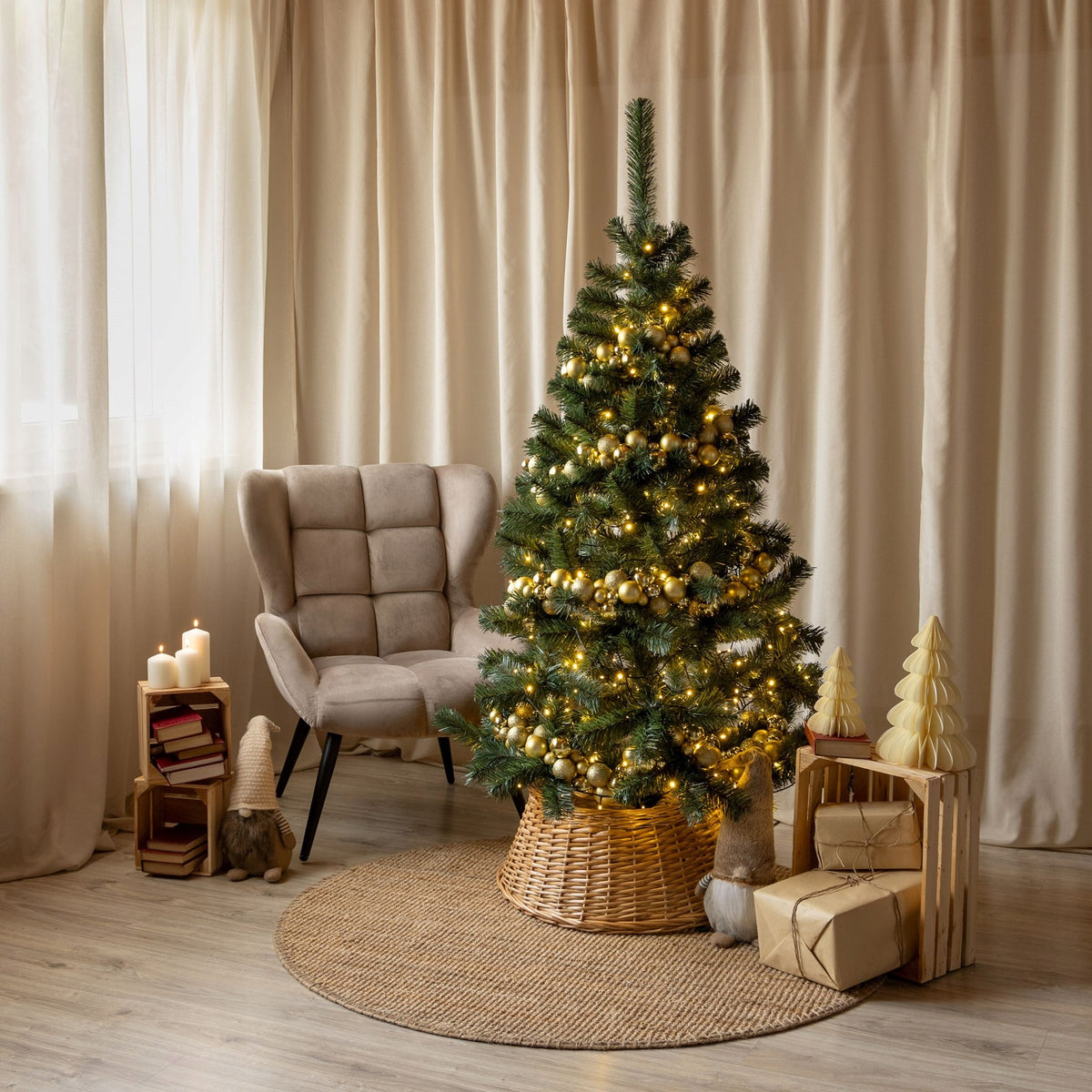 CHRISTMAS TREE FIR GREEN DENSE ARTIFICIAL 250cm STAND PREMIUM LIKE LIVE SPRUCE Packaging status original