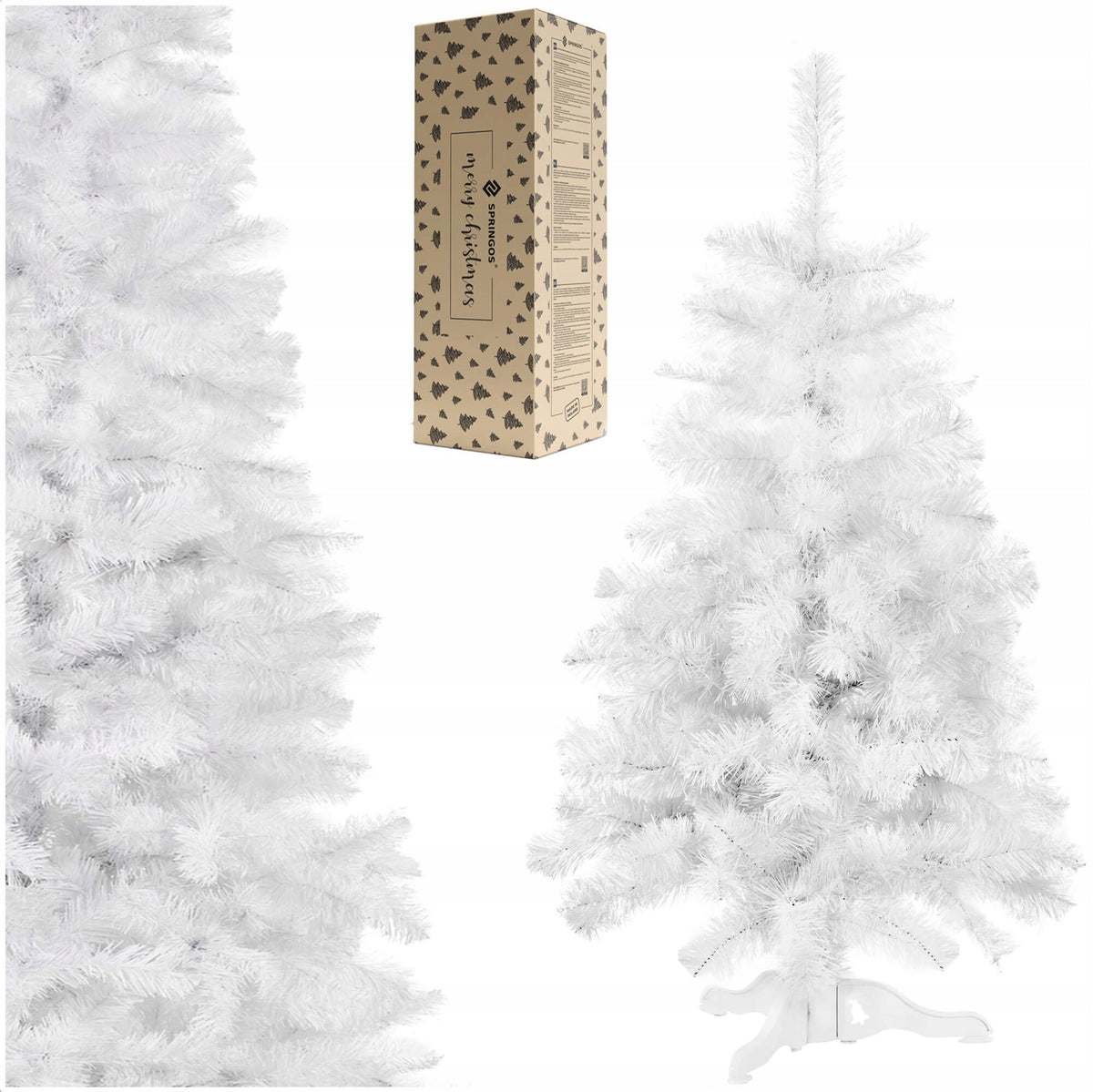 CHRISTMAS TREE FIR WHITE DENSE ARTIFICIAL DELUX 120 cm PREMIUM AS LIVE STAND