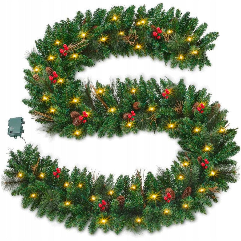 CHRISTMAS TREE GARLAND ARTIFICIAL 100 LED CHAIN GREEN DENSE 300 CM
