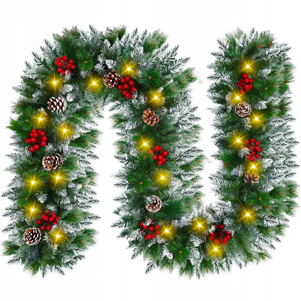 CHRISTMAS TREE GARLAND SNOW-COVERED LED LIGHTS ROWAN CONES CHAIN 300CM Packaging status original